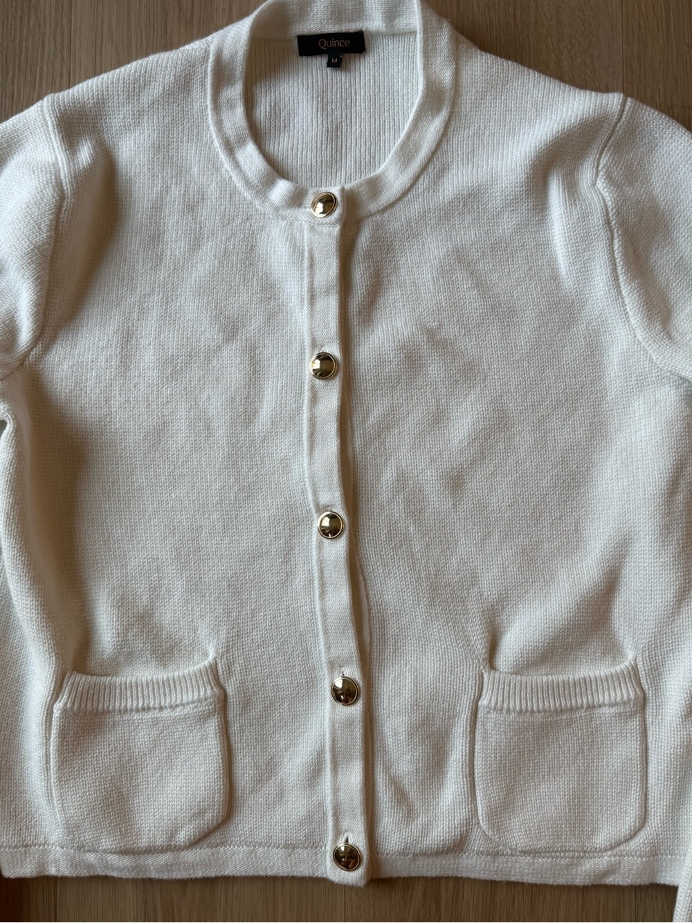 Quince 100% Organic Cotton Sweater Jacket Ivory Lady Jacket Sz M - Picture 3 of 6